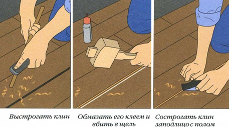 Ремонт щелей деревянного пола Ремонт щелей деревянного пола